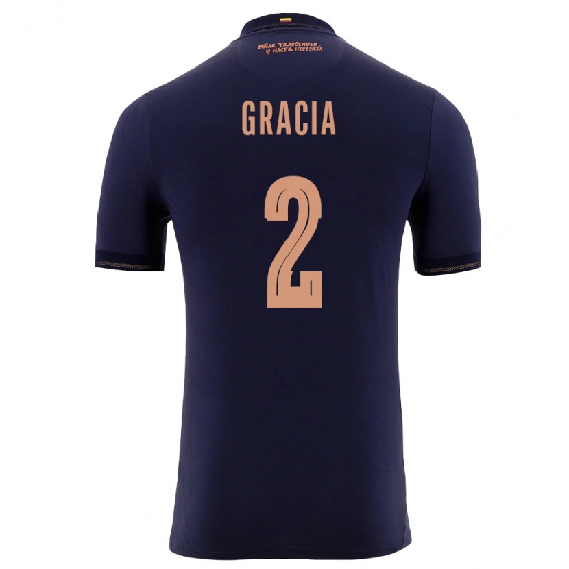 Danxen Men Ecuador Ericka Gracia #2 Navy Gold Away Jersey 26-28 T-Shirt