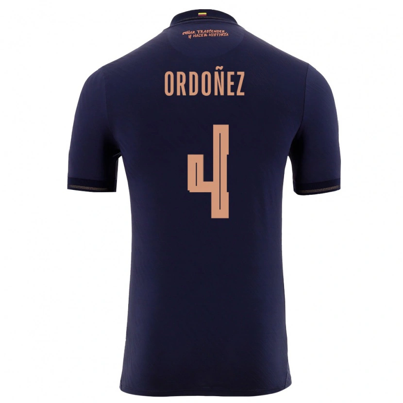 Danxen Men Ecuador Joel Ordóñez #4 Navy Gold Away Jersey 26-28 T-Shirt