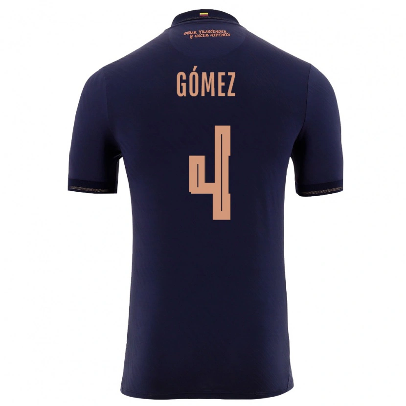 Danxen Men Ecuador Aldahir Gómez #4 Navy Gold Away Jersey 26-28 T-Shirt