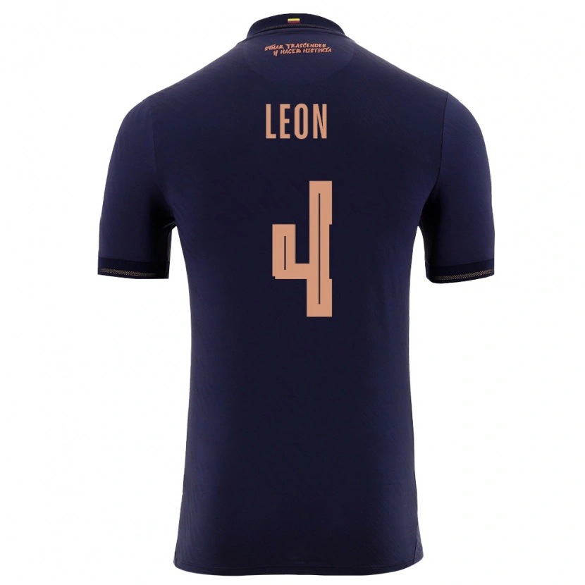 Danxen Men Ecuador Fernando Leon #4 Navy Gold Away Jersey 26-28 T-Shirt
