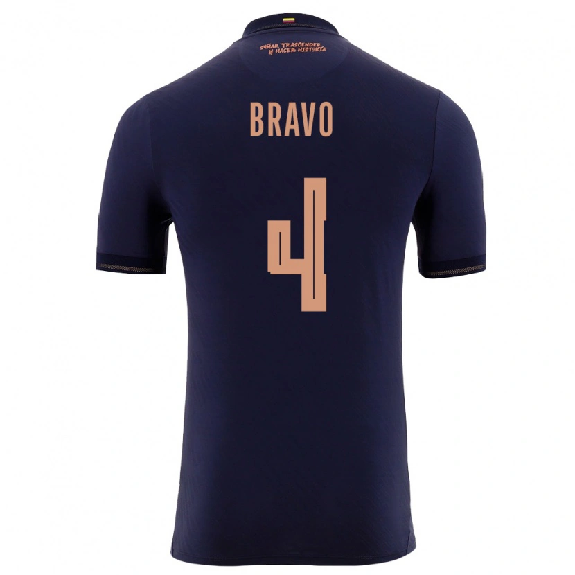 Danxen Men Ecuador Jhon Bravo #4 Navy Gold Away Jersey 26-28 T-Shirt