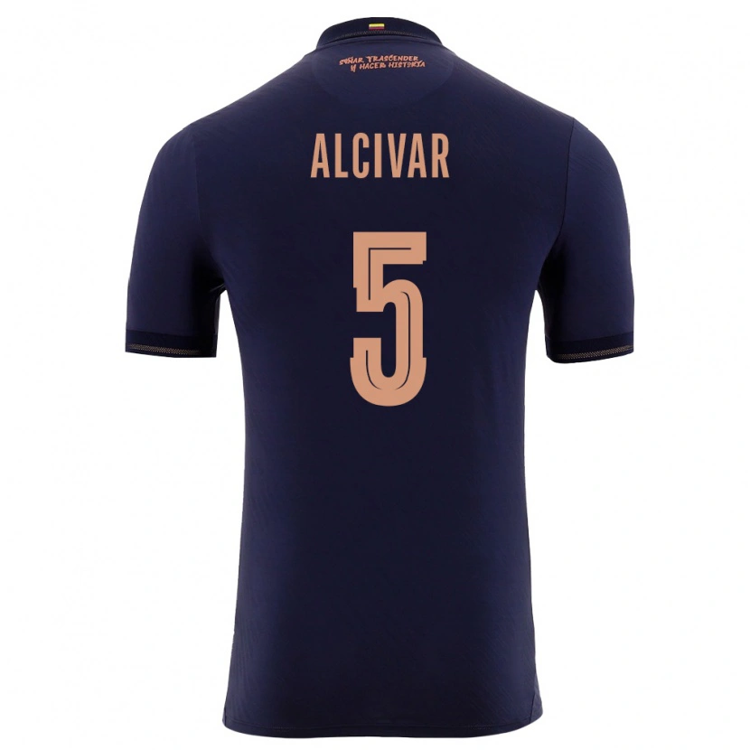 Danxen Men Ecuador Jordy Alcívar #5 Navy Gold Away Jersey 26-28 T-Shirt