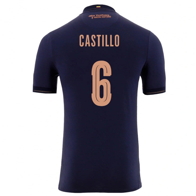 Danxen Men Ecuador Byron Castillo #6 Navy Gold Away Jersey 26-28 T-Shirt