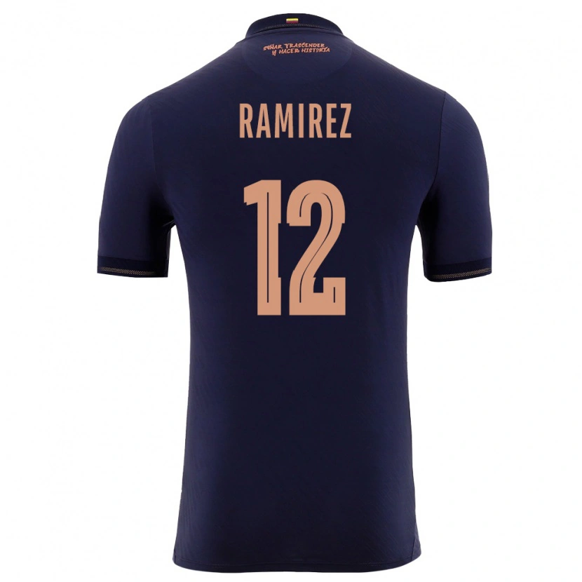 Danxen Men Ecuador Moisés Ramírez #12 Navy Gold Away Jersey 26-28 T-Shirt