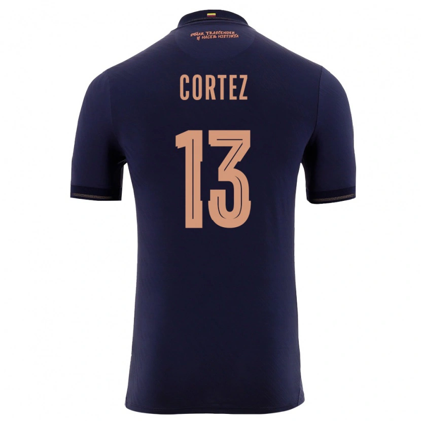 Danxen Men Ecuador Steven Cortez #13 Navy Gold Away Jersey 26-28 T-Shirt