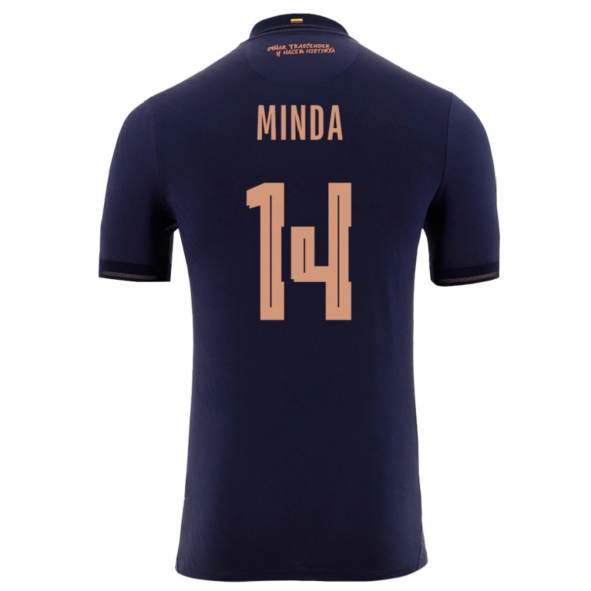 Danxen Men Ecuador Alan Minda #14 Navy Gold Away Jersey 26-28 T-Shirt