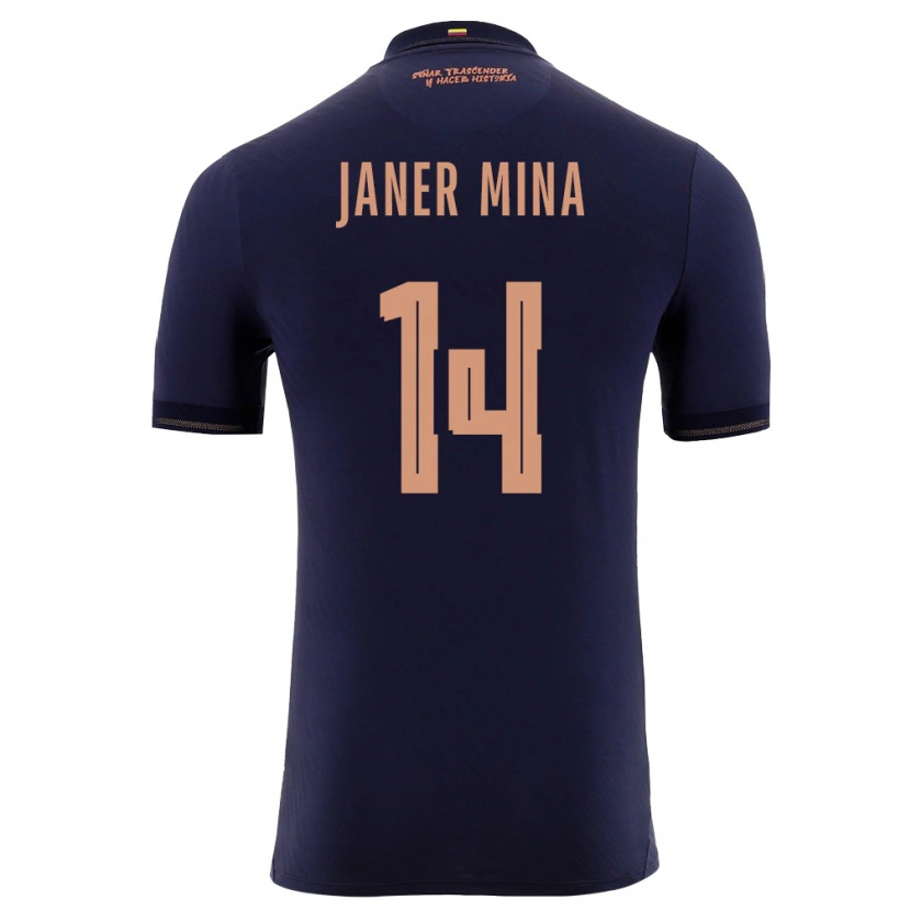 Danxen Men Ecuador Janer Mina #14 Navy Gold Away Jersey 26-28 T-Shirt