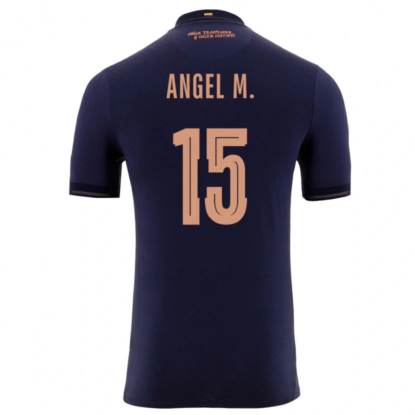 Danxen Men Ecuador Angel Mena #15 Navy Gold Away Jersey 26-28 T-Shirt