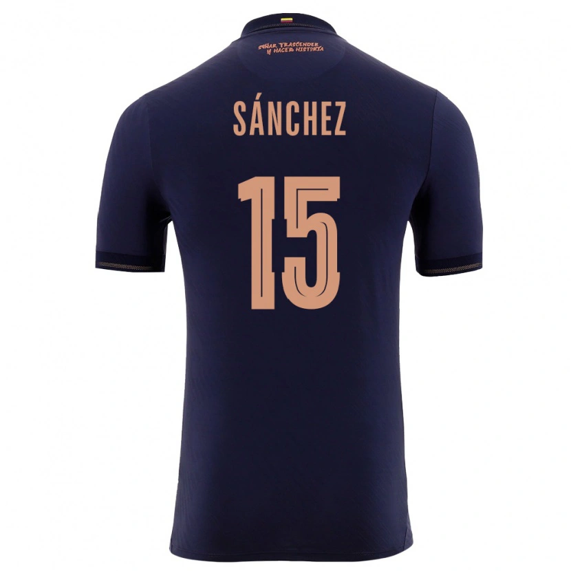 Danxen Men Ecuador Juan Sanchez #15 Navy Gold Away Jersey 26-28 T-Shirt