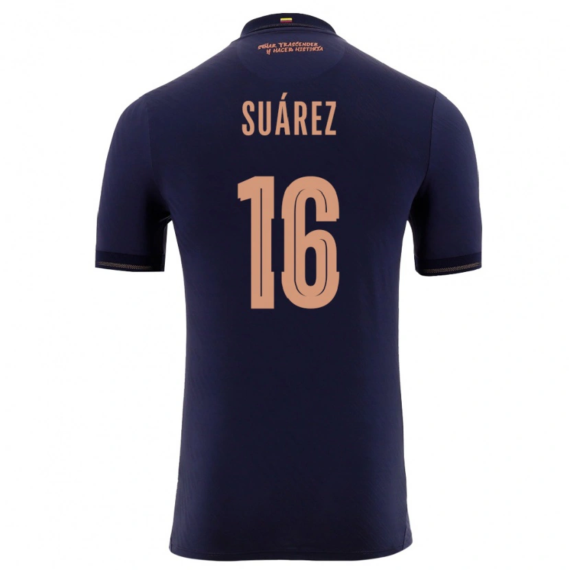 Danxen Men Ecuador Ariel Suarez #16 Navy Gold Away Jersey 26-28 T-Shirt