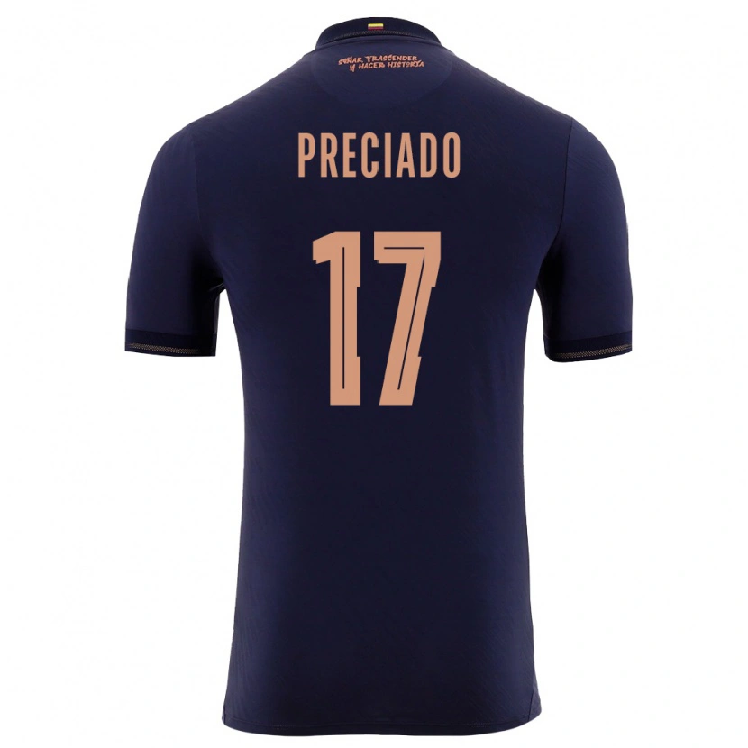 Danxen Men Ecuador Angelo Preciado #17 Navy Gold Away Jersey 26-28 T-Shirt