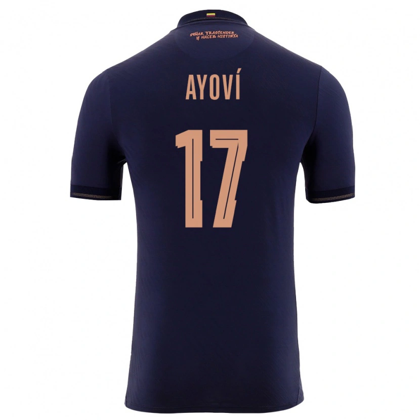 Danxen Men Ecuador Junior Ayoví #17 Navy Gold Away Jersey 26-28 T-Shirt