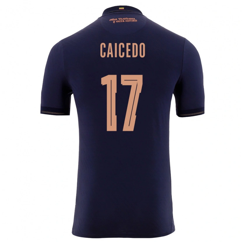 Danxen Men Ecuador Yorkaeff Caicedo #17 Navy Gold Away Jersey 26-28 T-Shirt