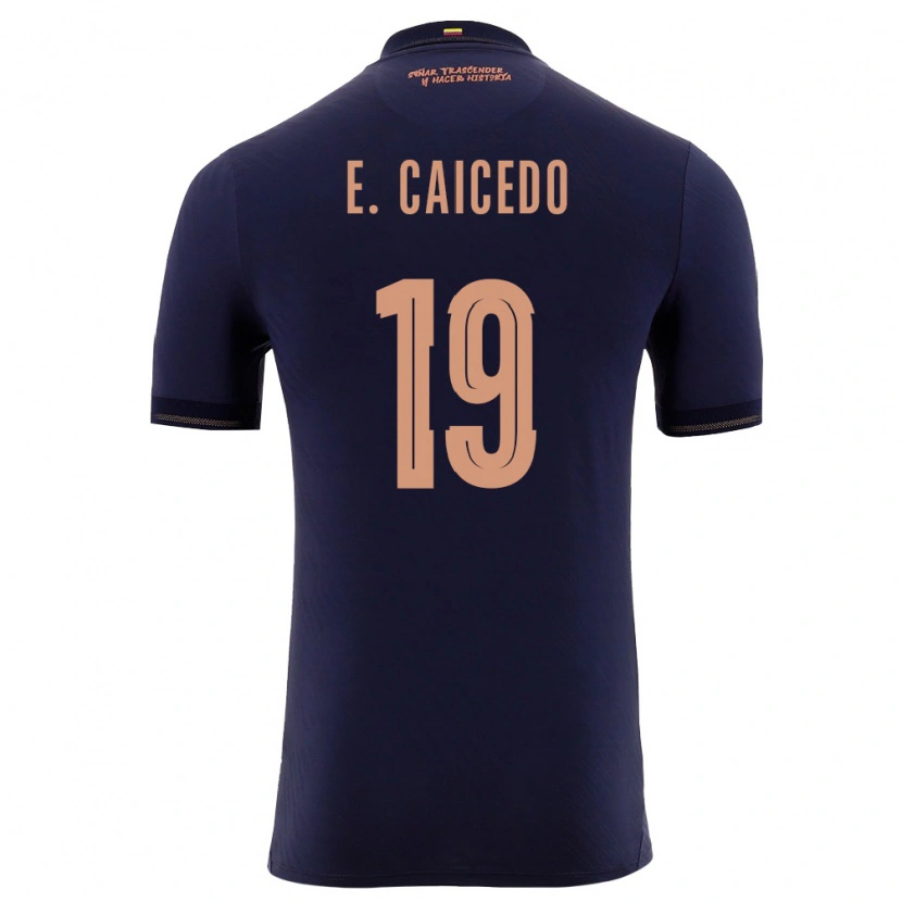 Danxen Men Ecuador Elian Caicedo #19 Navy Gold Away Jersey 26-28 T-Shirt