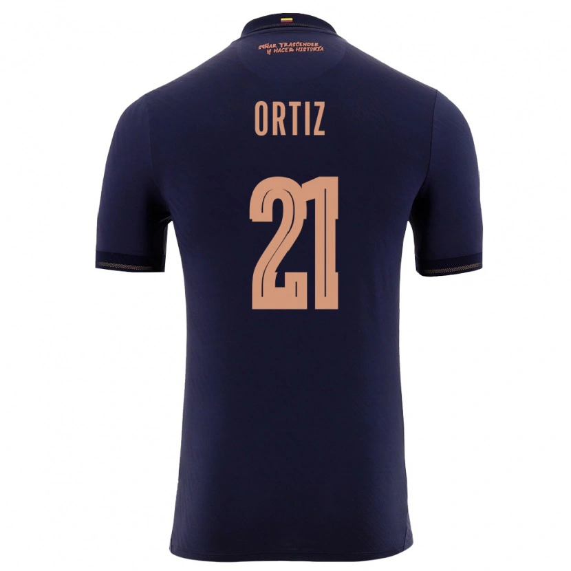 Danxen Men Ecuador Isaac Ortiz #21 Navy Gold Away Jersey 26-28 T-Shirt