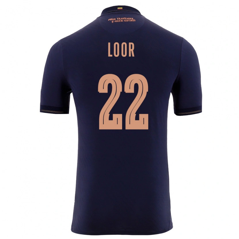 Danxen Men Ecuador Cristhian Loor #22 Navy Gold Away Jersey 26-28 T-Shirt