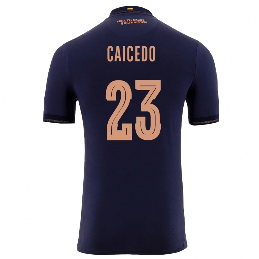 Danxen Men Ecuador Moisés Caicedo #23 Navy Gold Away Jersey 26-28 T-Shirt