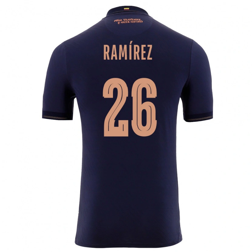 Danxen Men Ecuador Bryan Ramírez #26 Navy Gold Away Jersey 26-28 T-Shirt