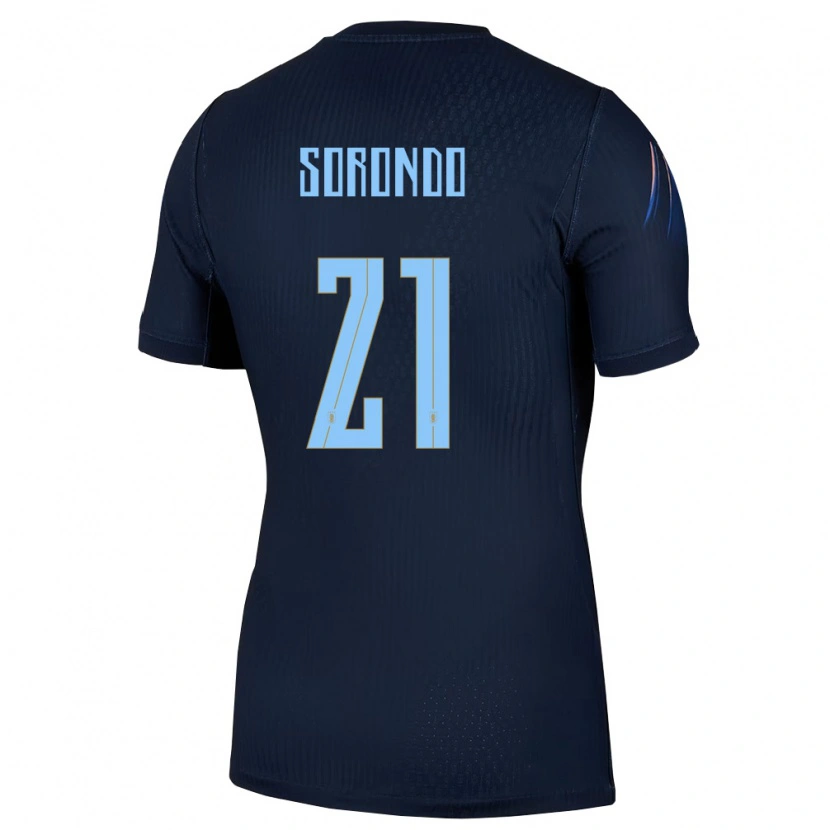 Danxen Men Uruguay Francisco Sorondo #21 Black Blue Away Jersey 26-28 T-Shirt