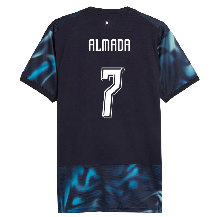 Danxen Men Paraguay Derlis Almada #7 Navy Sky Blue Away Jersey 26-28 T-Shirt