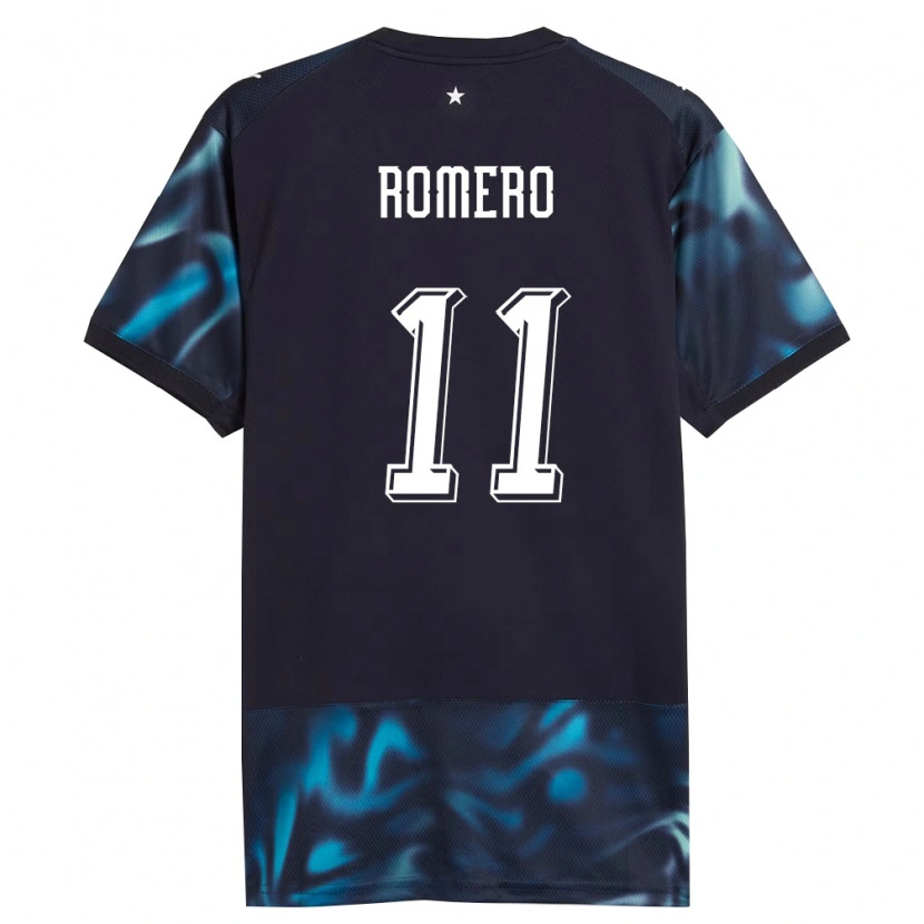 Danxen Men Paraguay Ángel Romero #11 Navy Sky Blue Away Jersey 26-28 T-Shirt