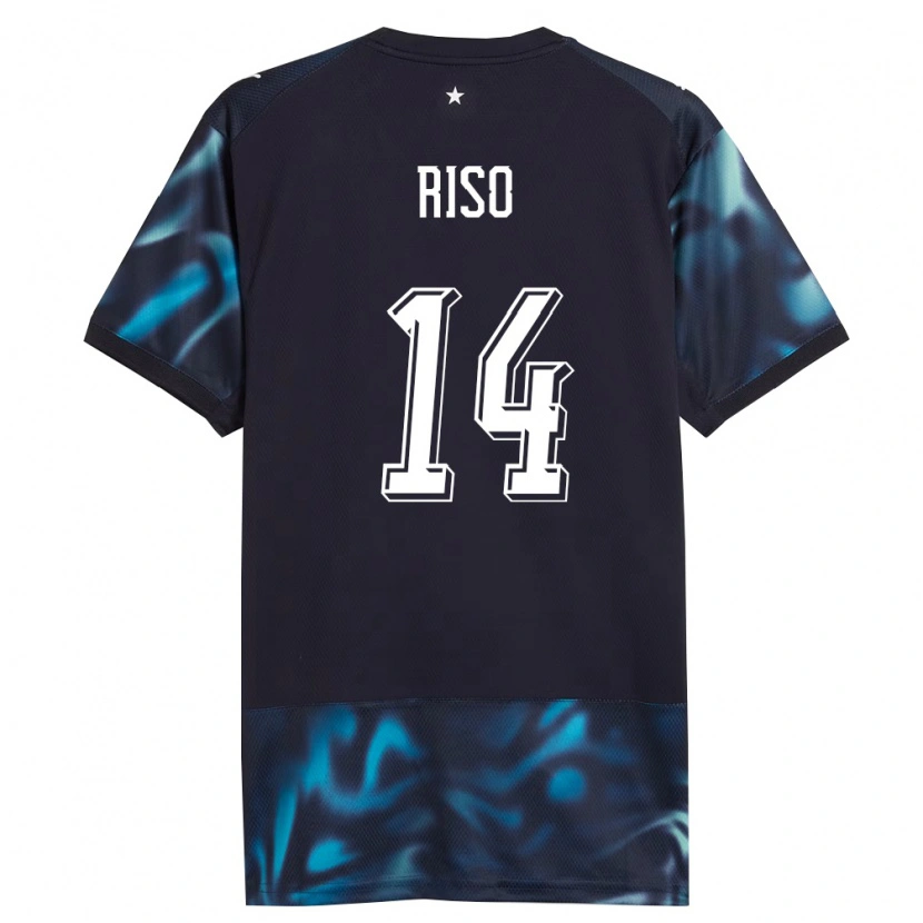 Danxen Men Paraguay Tania Riso #14 Navy Sky Blue Away Jersey 26-28 T-Shirt