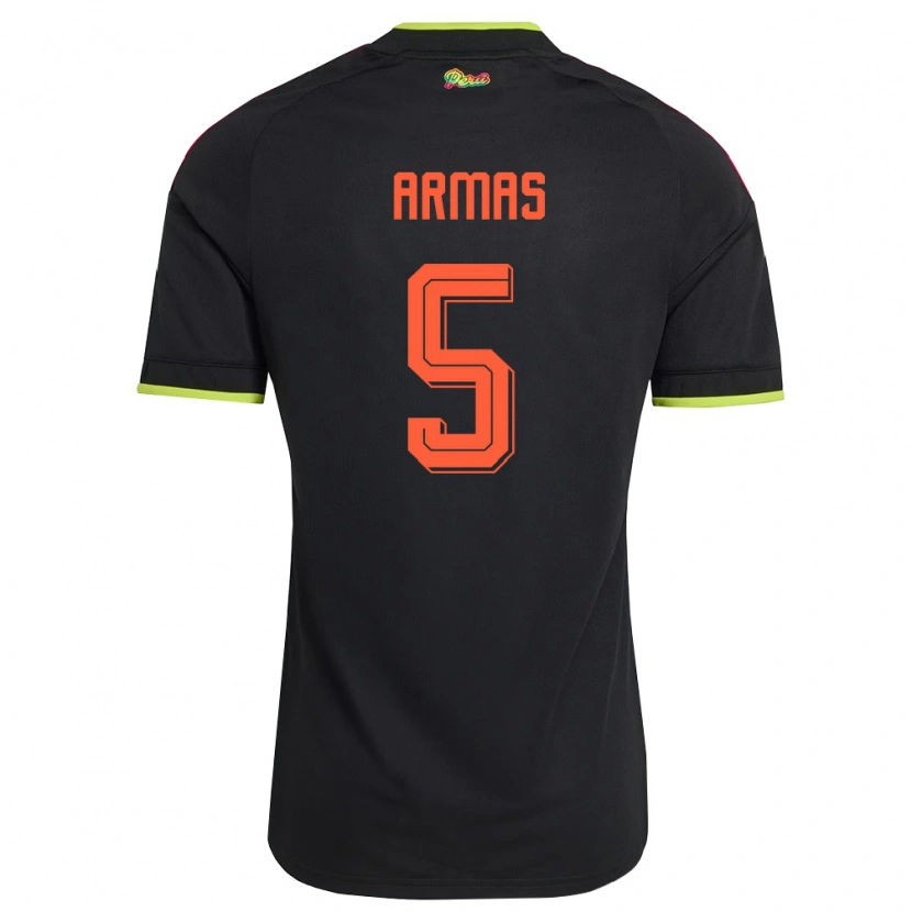 Danxen Men Peru Alessandro Armas #5 Black Yellow Pink Away Jersey 26-28 T-Shirt