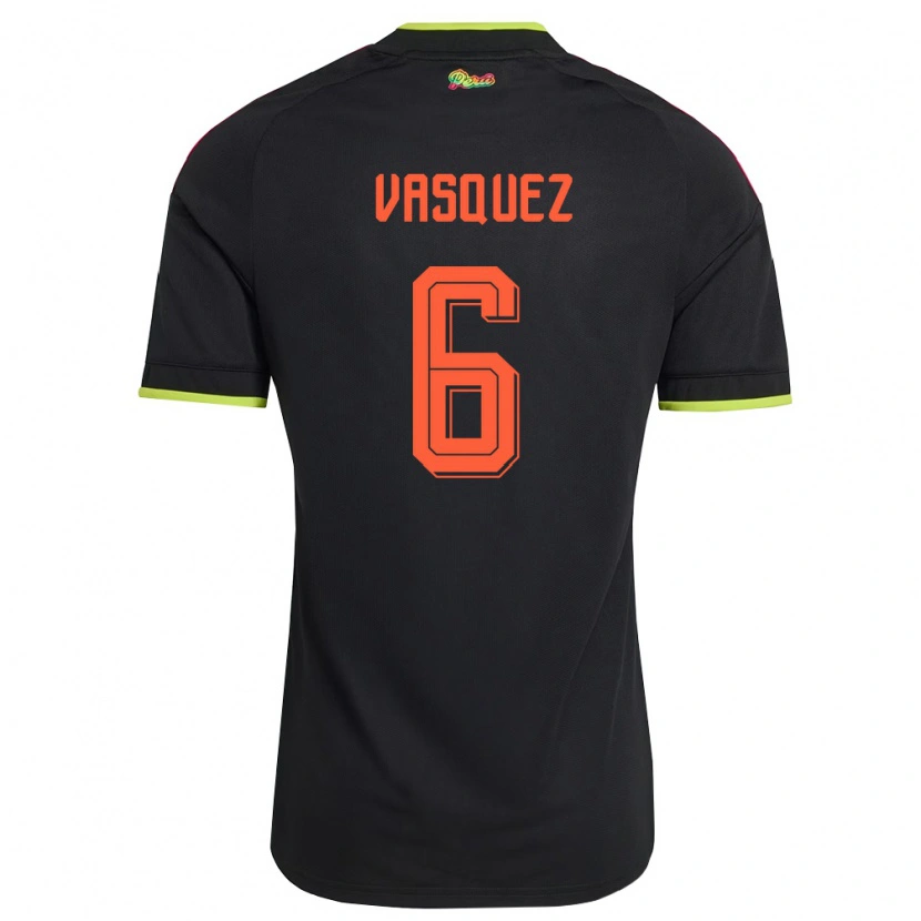 Danxen Men Peru Fabio Vasquez #6 Black Yellow Pink Away Jersey 26-28 T-Shirt