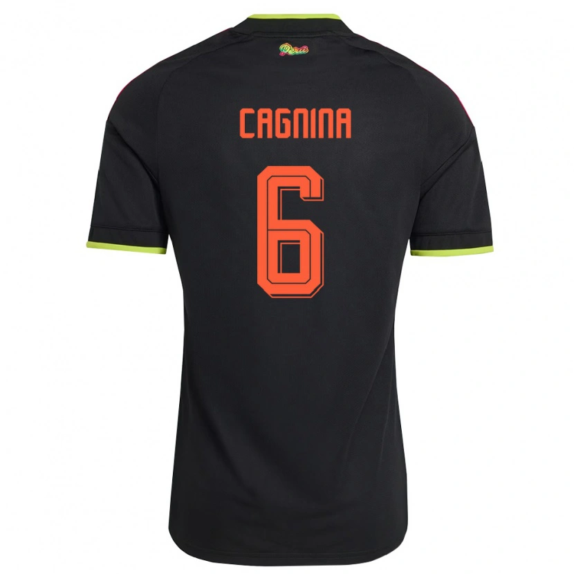 Danxen Men Peru Claudia Cagnina #6 Black Yellow Pink Away Jersey 26-28 T-Shirt