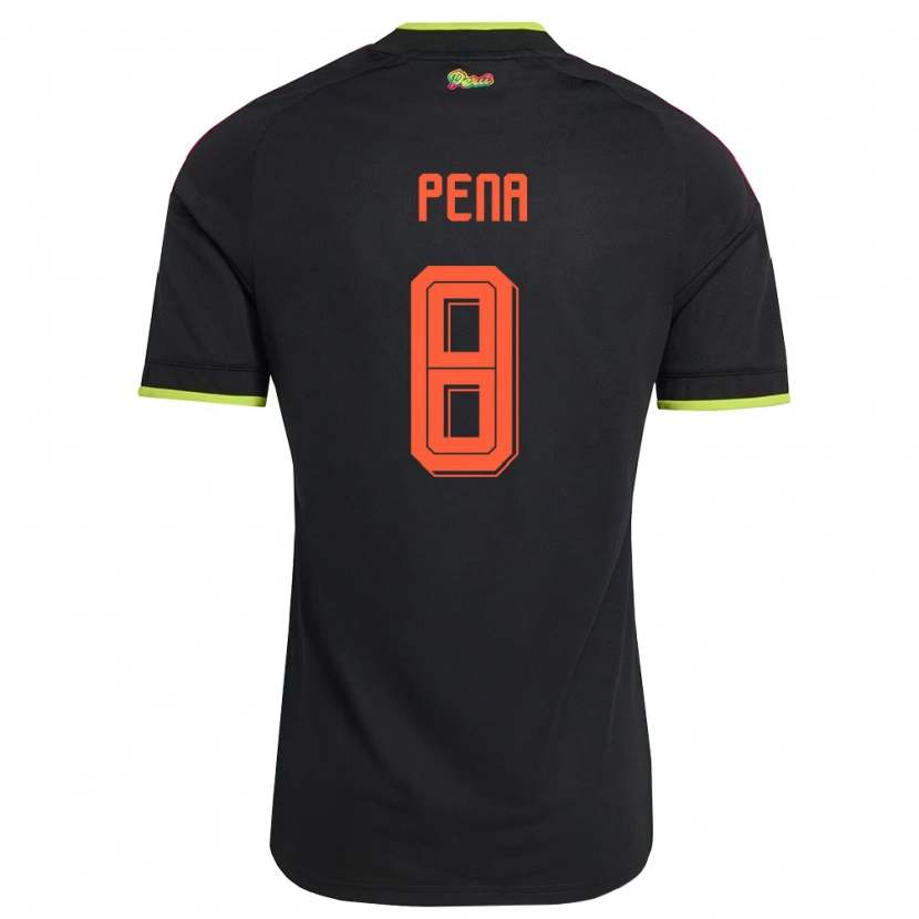 Danxen Men Peru Sergio Peña #8 Black Yellow Pink Away Jersey 26-28 T-Shirt