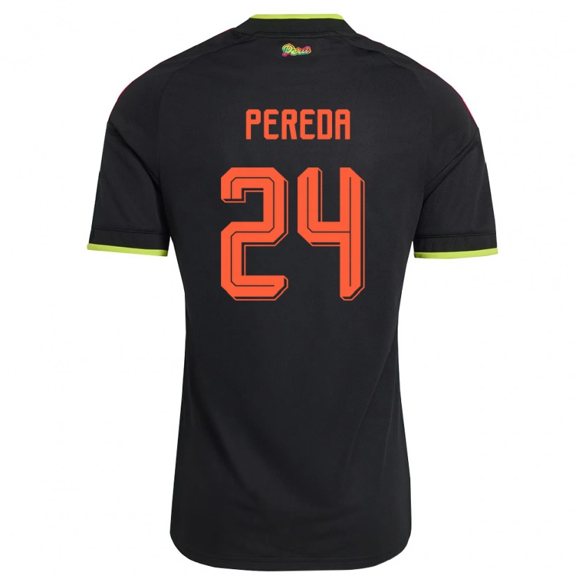 Danxen Men Peru Samuel Pereda #24 Black Yellow Pink Away Jersey 26-28 T-Shirt
