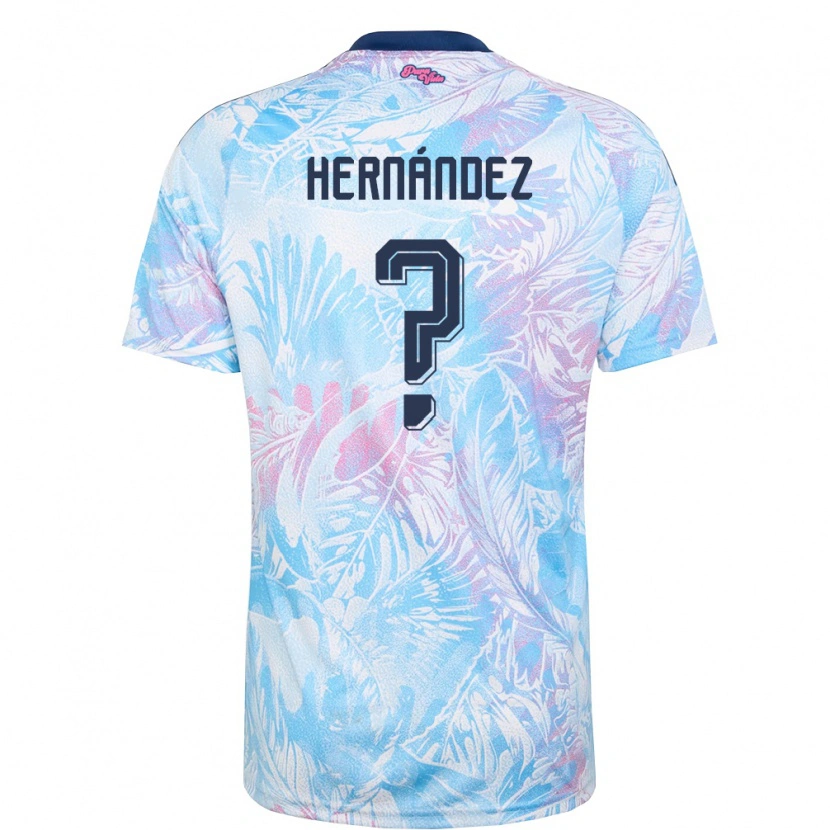 Danxen Men Costa Rica Sebastián Hernández #0 Sky Blue Navy Pink Away Jersey 26-28 T-Shirt