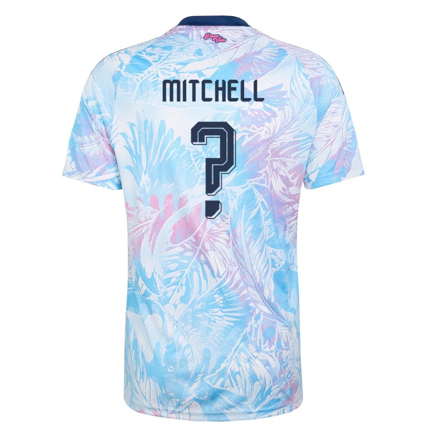 Danxen Men Costa Rica Jeyland Mitchell #0 Sky Blue Navy Pink Away Jersey 26-28 T-Shirt