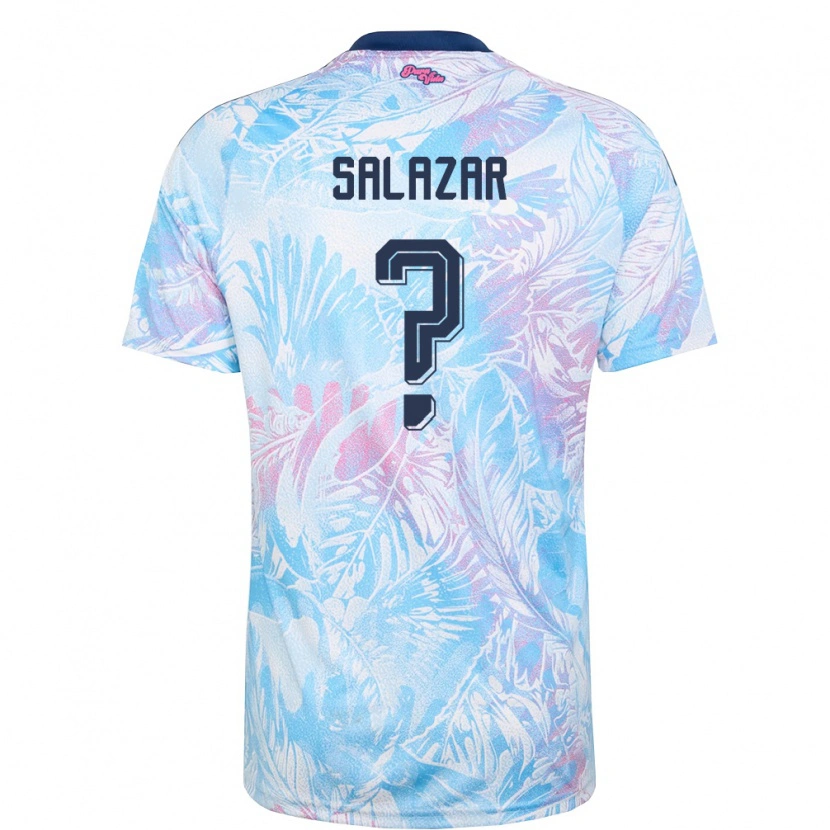 Danxen Men Costa Rica Aarón Salazar #0 Sky Blue Navy Pink Away Jersey 26-28 T-Shirt