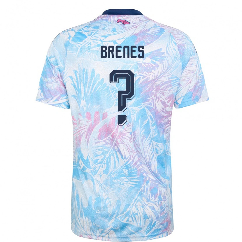 Danxen Men Costa Rica Jefferson Brenes #0 Sky Blue Navy Pink Away Jersey 26-28 T-Shirt