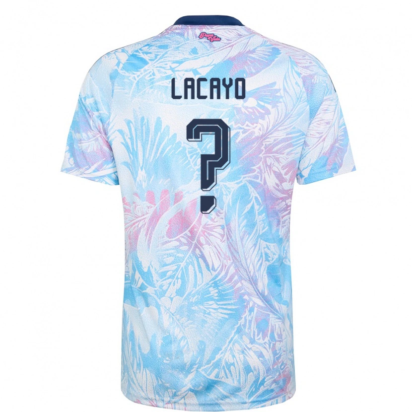 Danxen Men Costa Rica Marcelo Lacayo #0 Sky Blue Navy Pink Away Jersey 26-28 T-Shirt