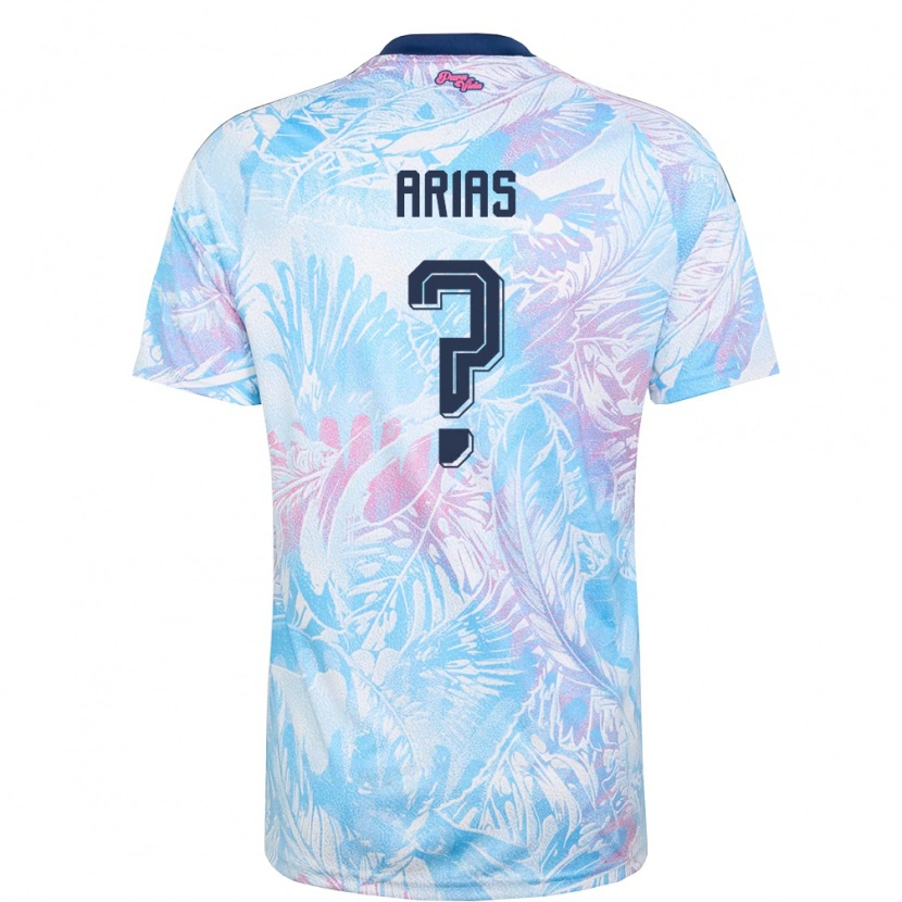 Danxen Men Costa Rica Jose Arias #0 Sky Blue Navy Pink Away Jersey 26-28 T-Shirt