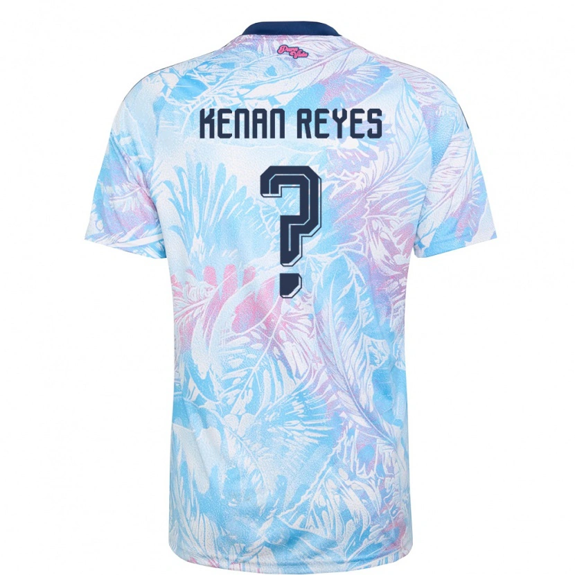 Danxen Men Costa Rica Kenan Reyes #0 Sky Blue Navy Pink Away Jersey 26-28 T-Shirt