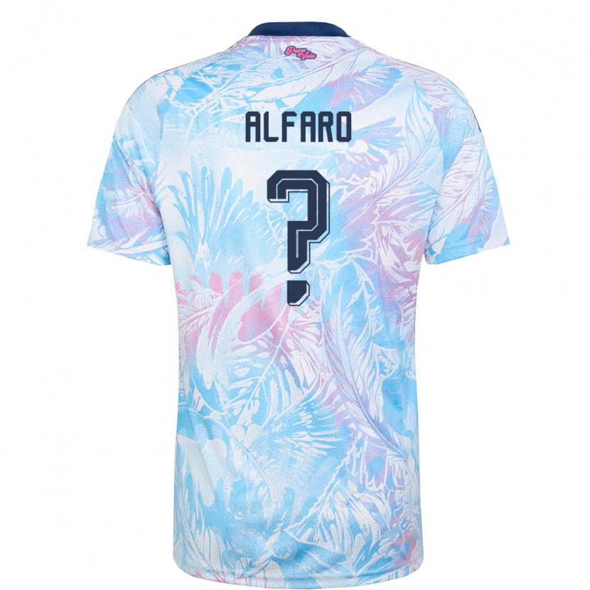 Danxen Men Costa Rica Juan Alfaro #0 Sky Blue Navy Pink Away Jersey 26-28 T-Shirt