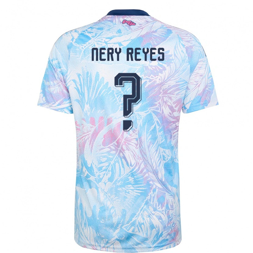 Danxen Men Costa Rica Nery Reyes #0 Sky Blue Navy Pink Away Jersey 26-28 T-Shirt