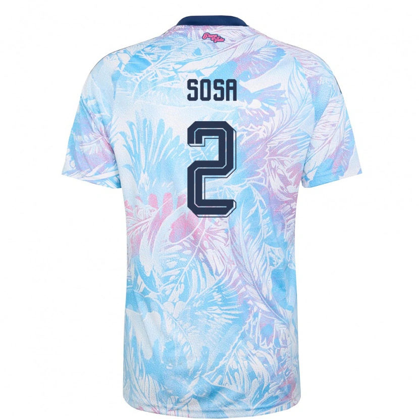 Danxen Men Costa Rica Yerlan Sosa #2 Sky Blue Navy Pink Away Jersey 26-28 T-Shirt