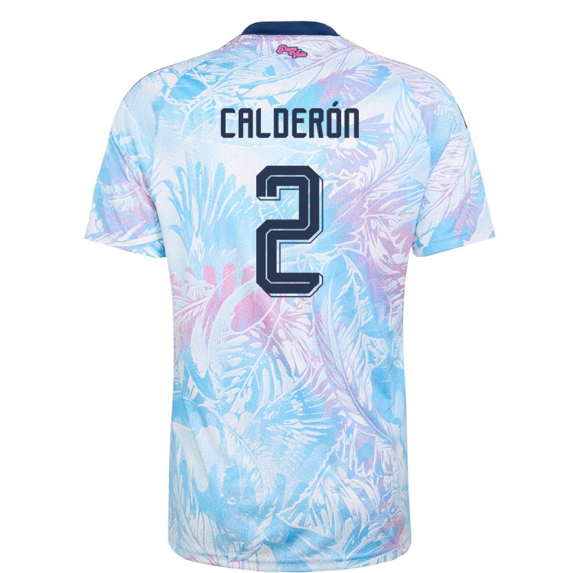 Danxen Men Costa Rica Brayan Calderón #2 Sky Blue Navy Pink Away Jersey 26-28 T-Shirt
