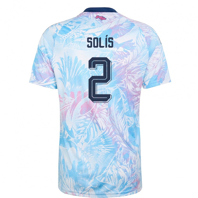 Danxen Men Costa Rica Marcelo Solís #2 Sky Blue Navy Pink Away Jersey 26-28 T-Shirt