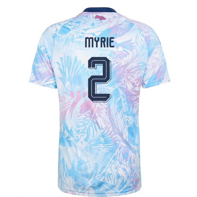 Danxen Men Costa Rica Kenan Myrie #2 Sky Blue Navy Pink Away Jersey 26-28 T-Shirt
