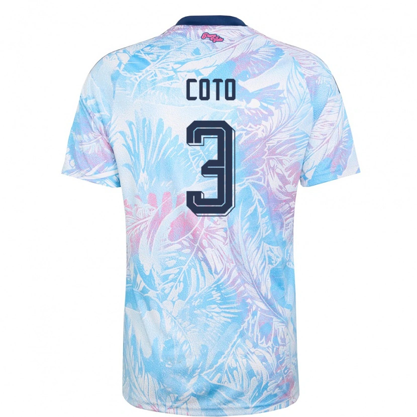 Danxen Men Costa Rica Maria Coto #3 Sky Blue Navy Pink Away Jersey 26-28 T-Shirt