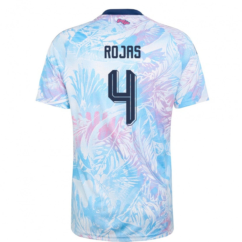 Danxen Men Costa Rica Andrid Rojas #4 Sky Blue Navy Pink Away Jersey 26-28 T-Shirt