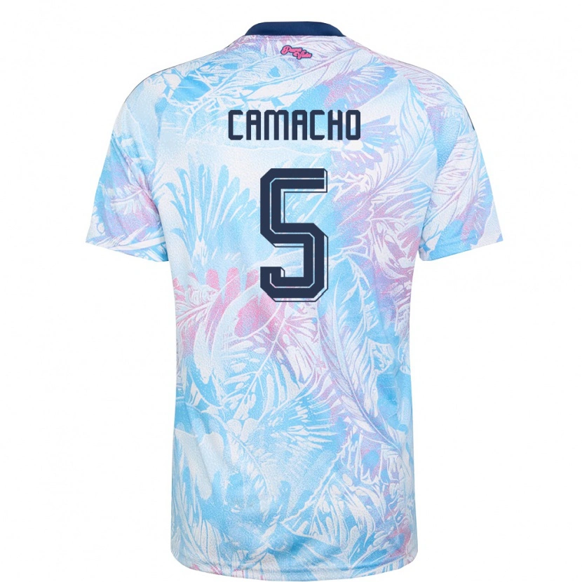 Danxen Men Costa Rica Luis Camacho #5 Sky Blue Navy Pink Away Jersey 26-28 T-Shirt
