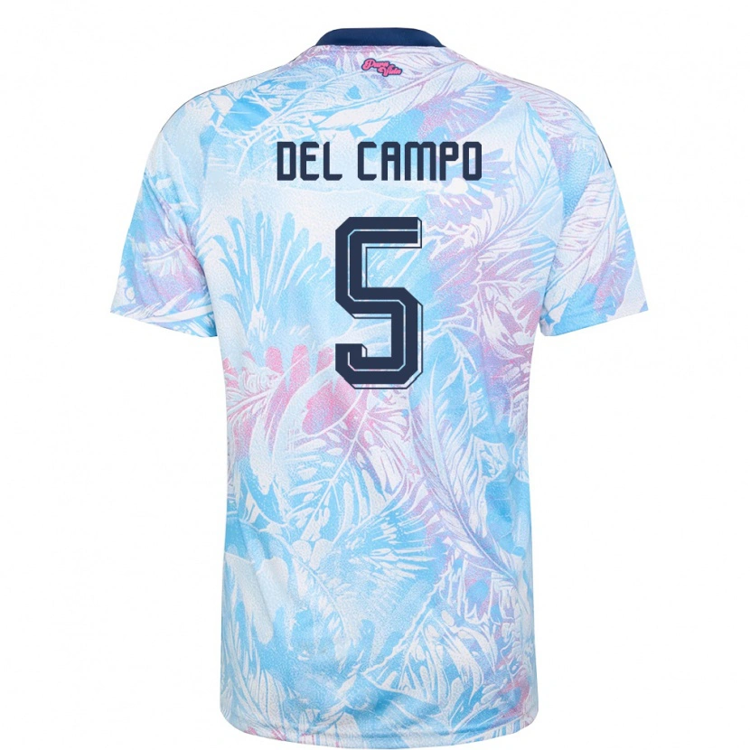 Danxen Men Costa Rica Valeria Del Campo #5 Sky Blue Navy Pink Away Jersey 26-28 T-Shirt
