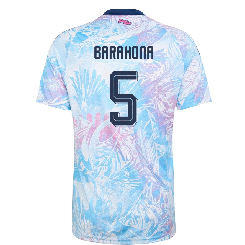 Danxen Men Costa Rica Alberth Barahona #5 Sky Blue Navy Pink Away Jersey 26-28 T-Shirt