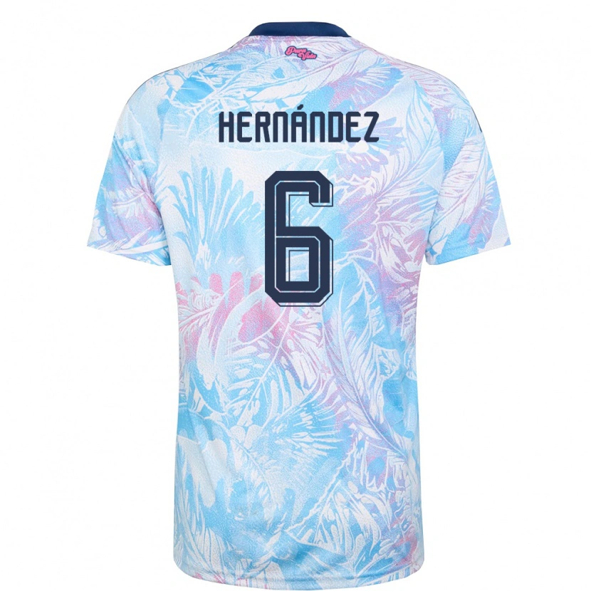 Danxen Men Costa Rica Jeremi Hernández #6 Sky Blue Navy Pink Away Jersey 26-28 T-Shirt